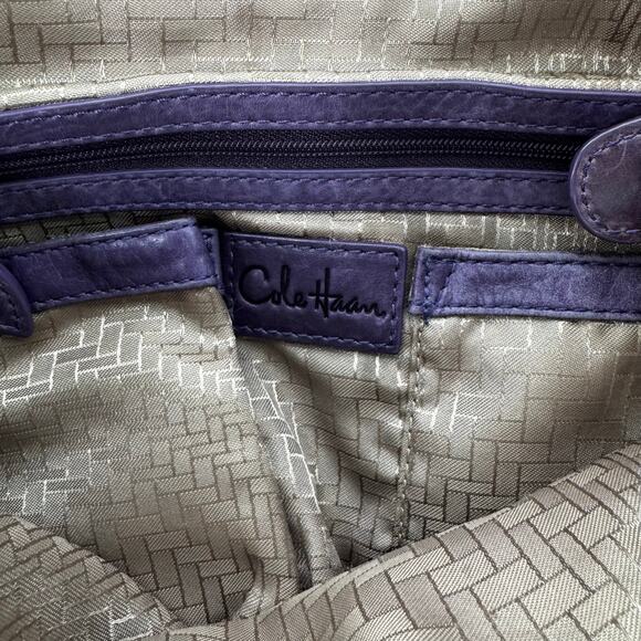 Vintage Y2K Soft Purple Leather Cole Haan Shoulder Purse Zipper Decor - Picture 10 of 11